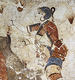 Safranernte, Fresko aus Akrotiri, Santorin, um 1600 v. Chr. ...