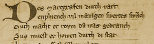 Textausschnitt aus dem Willehalm von Wolfram von Eschenbach, Wiener Codex 2670