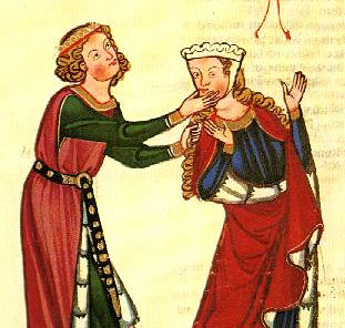 Zieht sie an euch und herzt sie, die Damen; Codex Manesse: Von Stadegge, erste Hlfte 14. Jhdt.