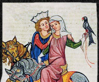 Höfisches Paar auf der Beizjagd - aus dem Codex Manesse  