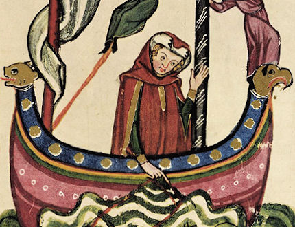 Friedrich von Hausen, Ausschnitt einer Abbildung des Codex Manesse, 1. Hälfte 14. Jhdt