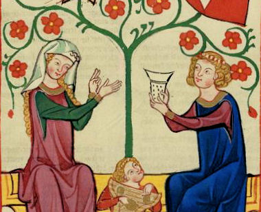 Dame und Minnesänger, Abbildung aus dem Codex Manesse