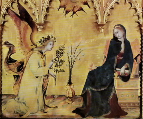 Der Erzengel Gabriel verkündet Maria die Geburt Christi - Siena, um 1330 von Simone Martini