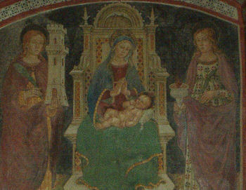 Maria mit dem Jesuskind - Kirchenfresko aus dem 12. Jahrhundert