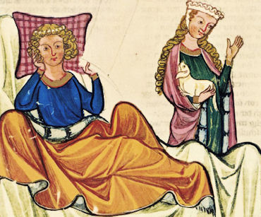 Herr Heinrich von Morungen mit einer Dame, Abbildung aus dem Codex Manesse