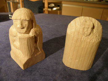Abschließend noch ein Vergleich der beiden Materialien Linde und Fichte in Form der entstandenen Figuren.