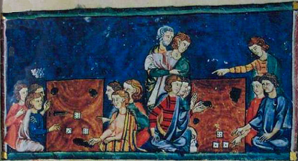 Volk beim Wrfelspiel - aus dem 'Libro de los Juegos' Alfons des Weisen, zweite Hlfte 13.Jhdt.