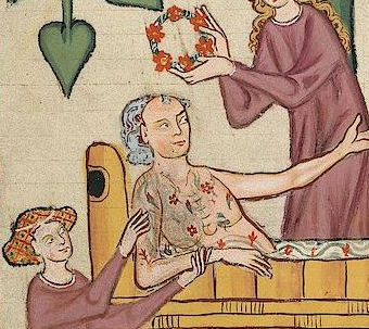 Keine Sorge, lieber Jakob - selbst in deinem Fall gibt's wieder Hoffnung fürs Haar - Jakob von der Warte, Illustration aus dem Codex Manesse, 1. Hälfte 14. Jhdt.