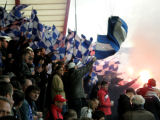 Geschafft! Minuten vor dem Anpfiff im Stadion - und noch sind die Blau-Weissen zuversichtlich!