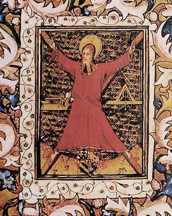 Der Apostel Andreas, Abbildung aus dem Stundenbuch des Johann ohne Furcht, Herzog von Burgund, um 1410