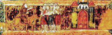 Peter der Eremit auf der Straße nach Jerusalem - französisches Manuskript um ca. 1270
