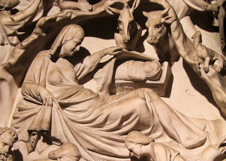 Geburt Christi, Kanzeldarstellung im Dom zu Pisa, Giovanni Pisano, 1302 - 1310/11