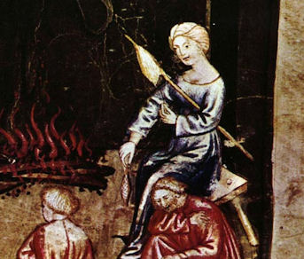 Das eigene Heim als einziges Domizil der Frau? - Ausschnitt einer Abbildung aus dem Tacuinum sanitatis, Rom, 15. Jhdt.