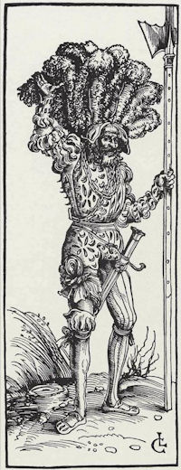 Wenn so ein Herr anklopfte, sollte man tunlichst nicht öffnen - Landsknecht, Lucas Cranach der Ältere, 1505