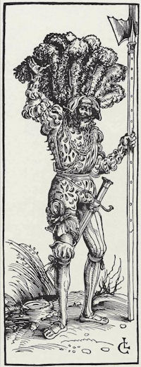 Wenn so ein Herr anklopfte, sollte man tunlichst nicht ffnen - Landsknecht, Lucas Cranach der ltere, 1505