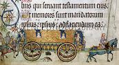 Königliche Reisekutsche, Luttrell Psalter, um 1330