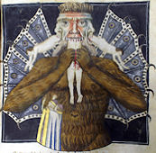 Satan verschlingt einen Verdammten, Abbildung aus dem Codex Altonensis, ab 1360