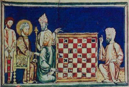 Maurische Herren beim Schachspiel - aus dem 'Libro de los Juegos' Alfons des Weisen, zweite Hälfte 13.Jhdt.