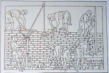 Mittelalterliche Baustelle, um 1250, Dublin, Trinity College Library