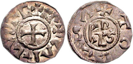 Silberner Denar oder Pfennig Karl des Großen, um 800
